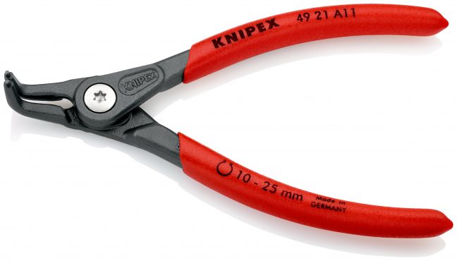 KNIPEX 49 21 A11 Precyzyjne szczypce do pierścieni osadczych sprężynujących do pierścieni zewnętrznych na wałach Z antypoślizgowego tworzywa sztucznego fosforanowana, szara 130 mm